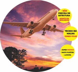 Painel Redondo 3D Avião Abre Fácil Tecido