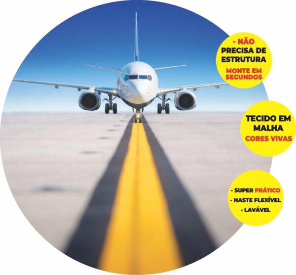 Painel Redondo 3D Avião Abre Fácil Tecido