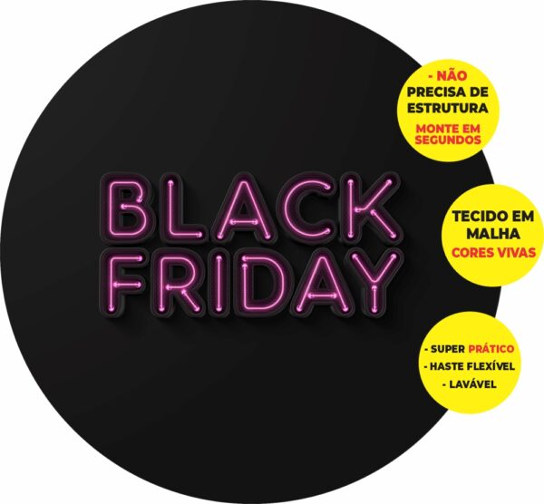 Painel Redondo 3D Black Friday Abre Fácil Tecido