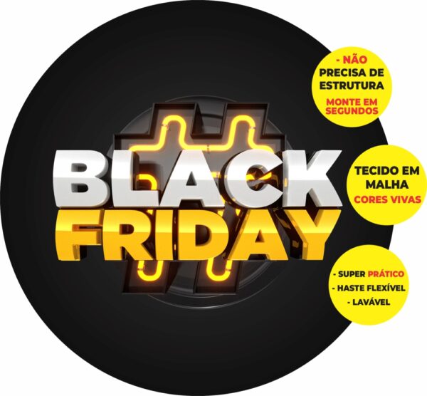 Painel Redondo 3D Black Friday Abre Fácil Tecido