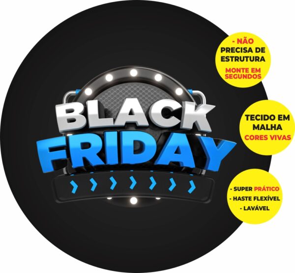 Painel Redondo 3D Black Friday Abre Fácil Tecido