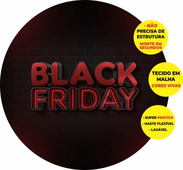 Painel Redondo 3D Black Friday Abre Fácil Tecido