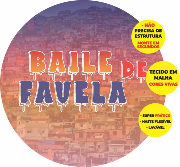 Painel Redondo 3D Baile De Favela Abre Fácil Tecido
