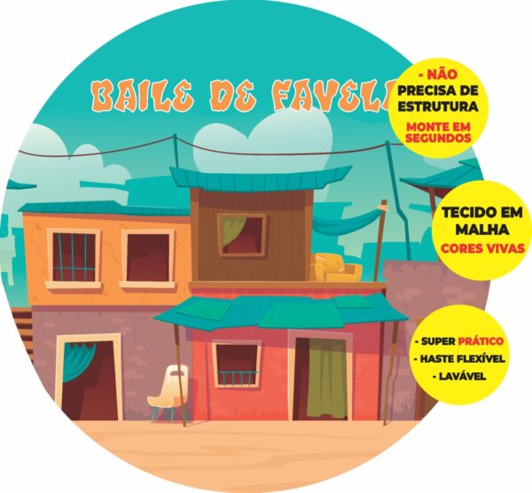 Painel Redondo 3D Baile De Favela Abre Fácil Tecido