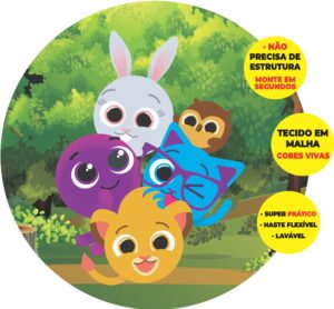 Painel Redondo 3D Bolo Fofo Abre Fácil Tecido