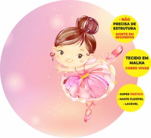 Painel Redondo 3D Bailarina Abre Fácil Tecido