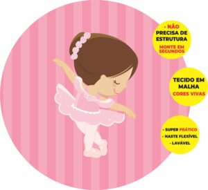 Painel Redondo 3D Bailarina Abre Fácil Tecido