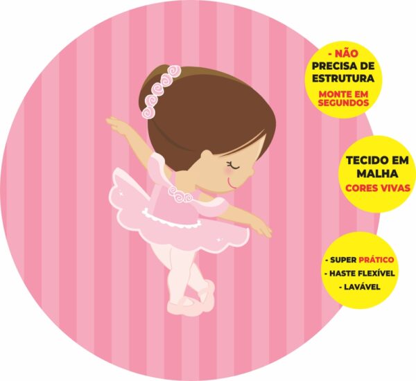 Painel Redondo 3D Bailarina Abre Fácil Tecido