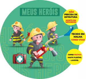 Painel Redondo 3D Bombeiro Abre Fácil Tecido
