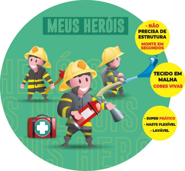 Painel Redondo 3D Bombeiro Abre Fácil Tecido