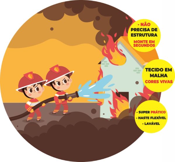 Painel Redondo 3D Bombeiro Abre Fácil Tecido