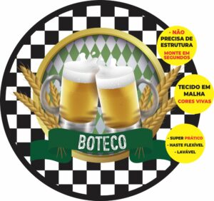 Painel Redondo 3D Boteco Abre Fácil Tecido