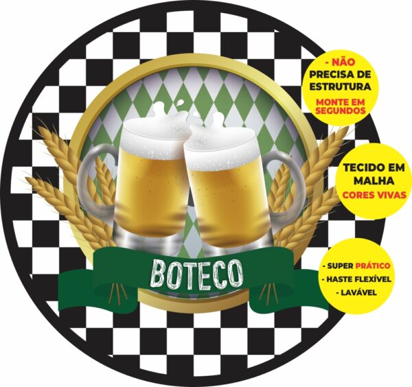 Painel Redondo 3D Boteco Abre Fácil Tecido