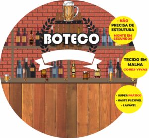 Painel Redondo 3D Boteco Abre Fácil Tecido