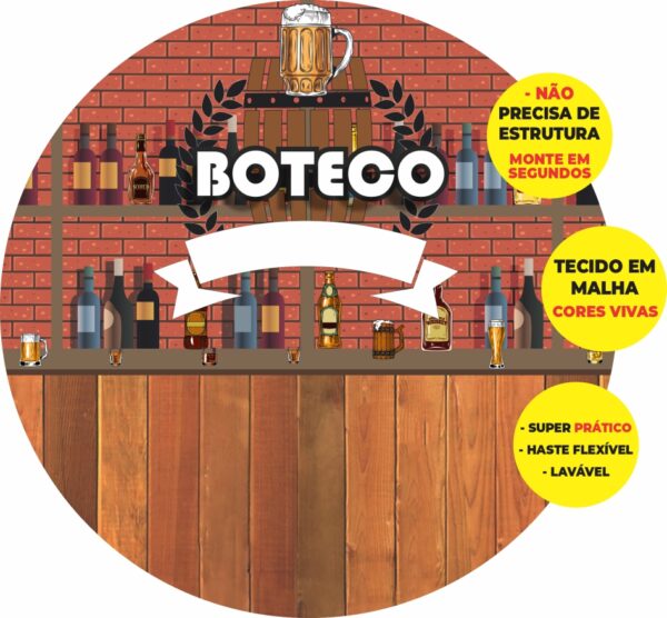 Painel Redondo 3D Boteco Abre Fácil Tecido