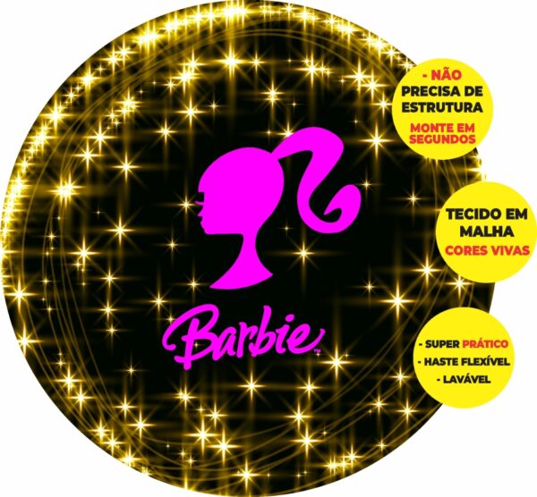 Painel Redondo 3D Barbie Abre Fácil Tecido