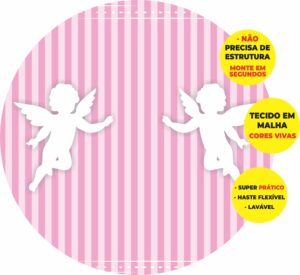 Painel Redondo 3D Batizado Abre Fácil Tecido