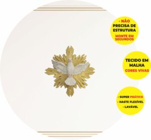 Painel Redondo 3D Batizado Abre Fácil Tecido