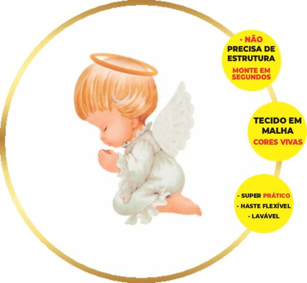 Painel Redondo 3D Batizado Abre Fácil Tecido