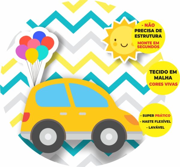 Painel Redondo 3D Carro Cute Abre Fácil Tecido