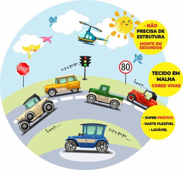 Painel Redondo 3D Carro Cute Abre Fácil Tecido