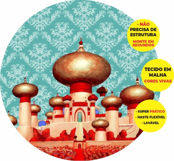 Painel Redondo 3D Castelo Abre Fácil Tecido