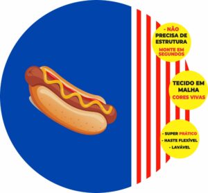 Painel Redondo 3D Cachorro Quente Abre Fácil Tecido