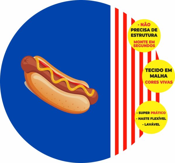 Painel Redondo 3D Cachorro Quente Abre Fácil Tecido