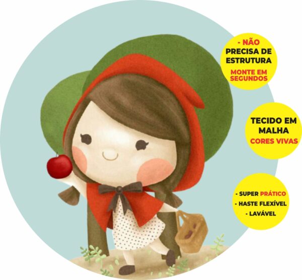 Painel Redondo 3D Chapeuzinho Abre Fácil Tecido