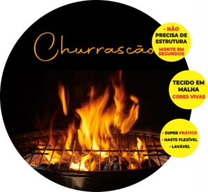 Painel Redondo 3D Churrasco Abre Fácil Tecido