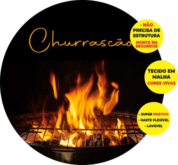 Painel Redondo 3D Churrasco Abre Fácil Tecido