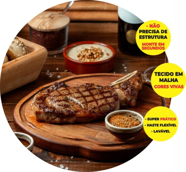 Painel Redondo 3D Churrasco Abre Fácil Tecido