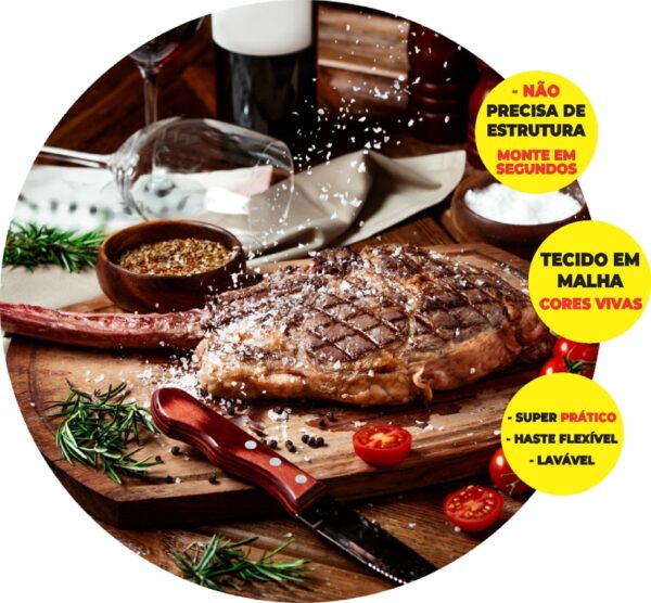 Painel Redondo 3D Churrasco Abre Fácil Tecido