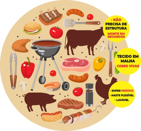 Painel Redondo 3D Churrasco Abre Fácil Tecido