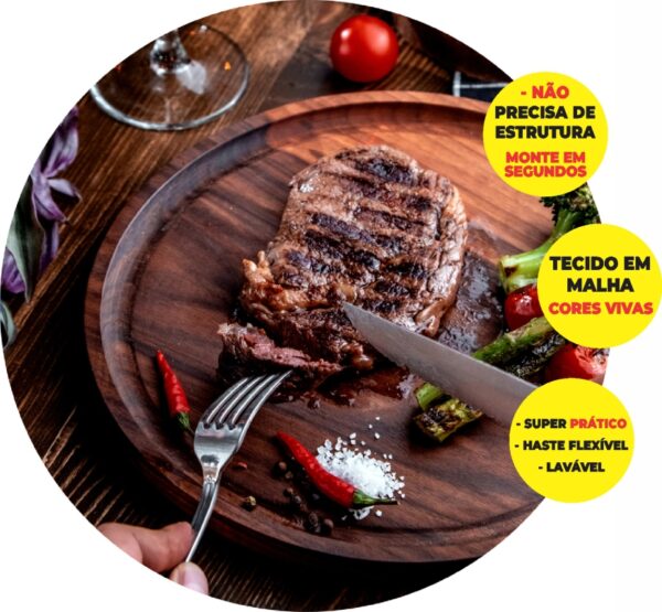 Painel Redondo 3D Churrasco Abre Fácil Tecido