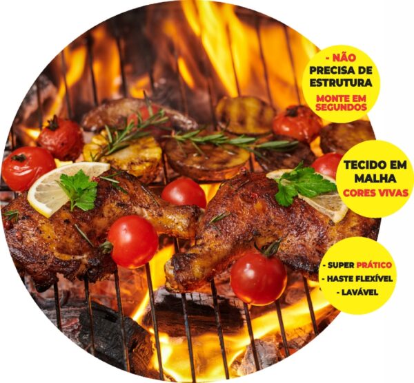 Painel Redondo 3D Churrasco Abre Fácil Tecido