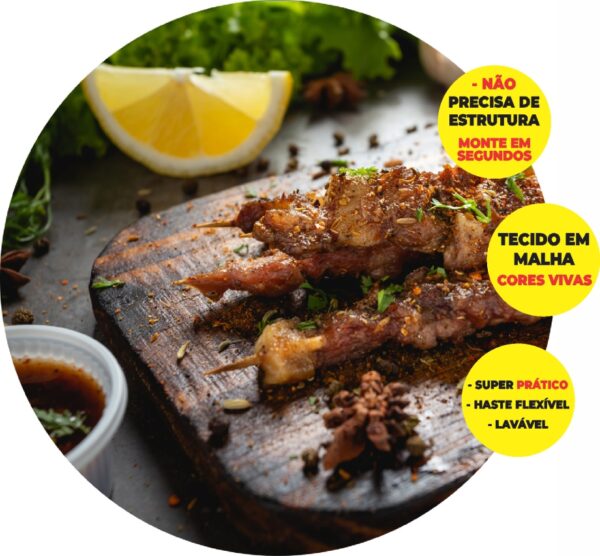 Painel Redondo 3D Churrasco Abre Fácil Tecido