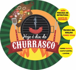 Painel Redondo 3D Churrasco Abre Fácil Tecido