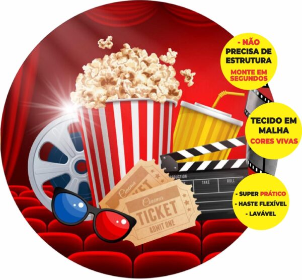 Painel Redondo 3D Cinema Abre Fácil Tecido