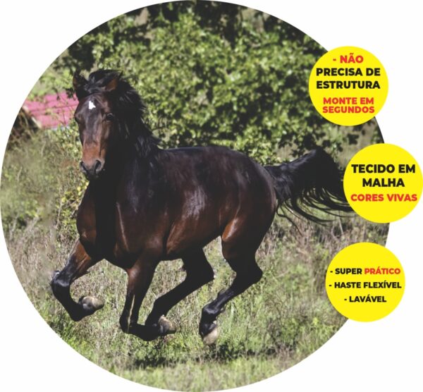Painel Redondo 3D Cavalo Abre Fácil Tecido