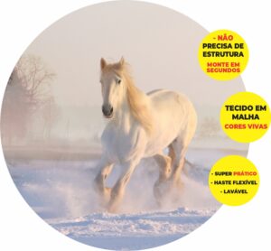 Painel Redondo 3D Cavalo Abre Fácil Tecido