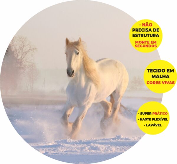 Painel Redondo 3D Cavalo Abre Fácil Tecido