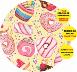 Painel Redondo 3D Confeitaria Abre Fácil Tecido