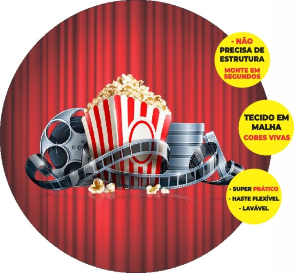 Painel Redondo 3D Cinema Abre Fácil Tecido