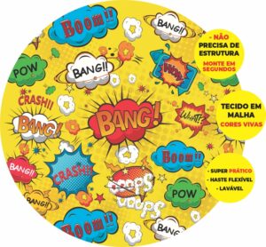 Painel Redondo 3D Comic Abre Fácil Tecido
