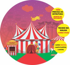 Painel Redondo 3D Circo Abre Fácil Tecido