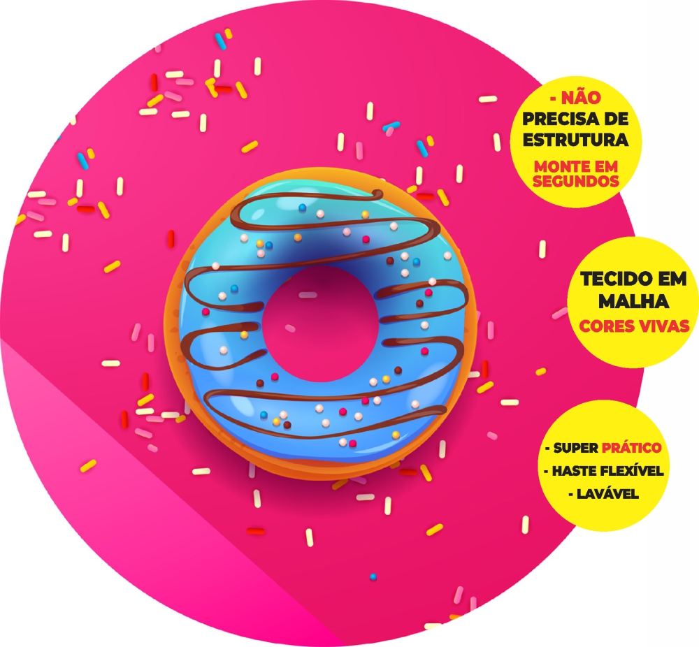 Painel Redondo 3D Doces Abre Fácil Tecido