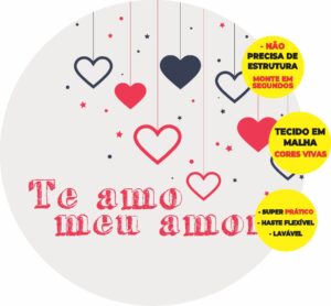 Painel Redondo 3D Dia Dos Namorados Abre Fácil Tecido