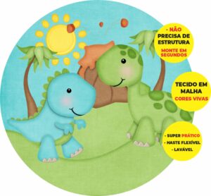 Painel Redondo 3D Dino Baby Abre Fácil Tecido
