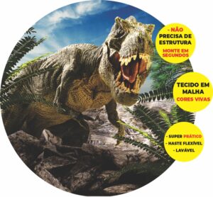 Painel Redondo 3D Dinossauro Abre Fácil Tecido